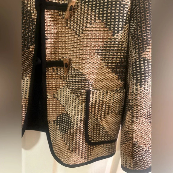 Vintage HOWARD WOLF Woven Tapestry Jacket Tan Brown
Horn Buttons NWOT. Size 12.‎ - Picture 4 of 11